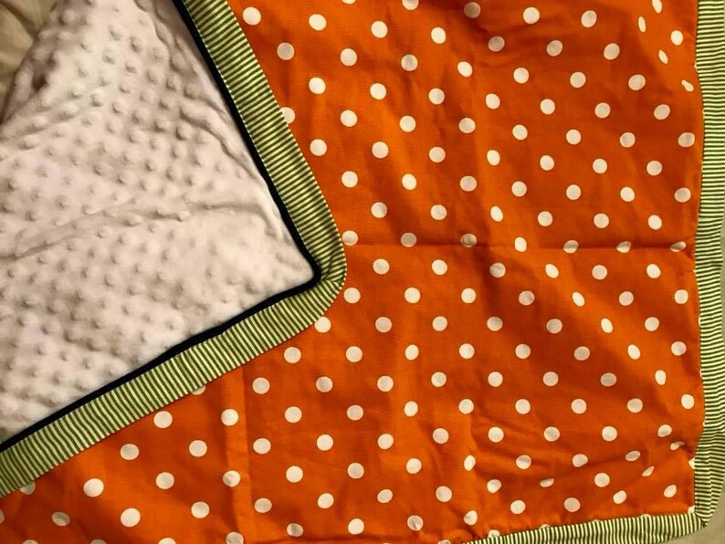 Minky Baby Blanket Crib Blanket Baby Gift Stroller Blanket Orange crib bedding Baby Blankets Kids Minky Polk a Dot Blanket