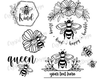 Bee SVG Bundle - Cricut Bee SVG bundle, SVG bee floral bundle, svg bees, bee cut file, bee wreath svg, bee and flowers svg