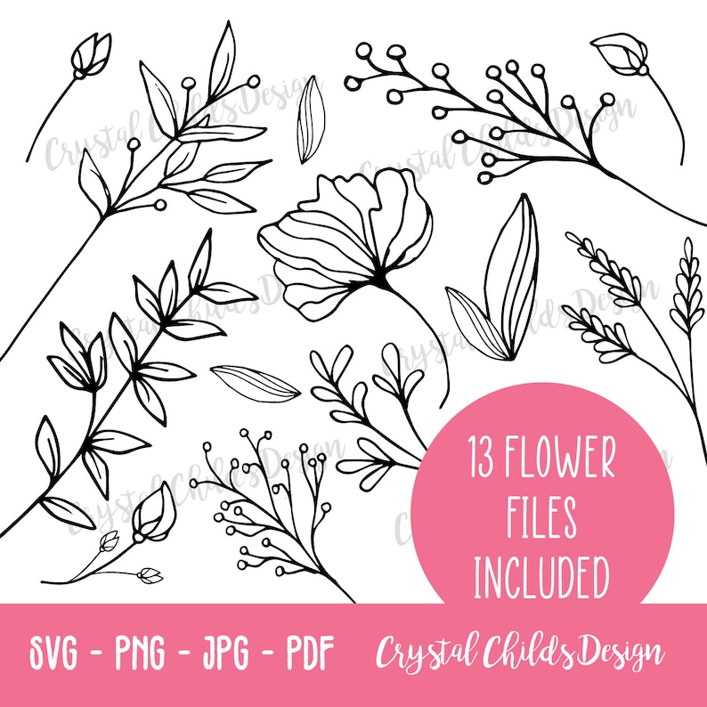 Floral SVG Bundle Cricut Flower SVG Bundle SVG Botanical Etsy
