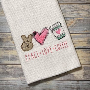 Peace Love Coffee, Applique, Embroidery Design, Digital File