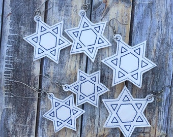 Star of David Chanukkah Earrings - 3 Sizes, Embroidery Design, Digital File