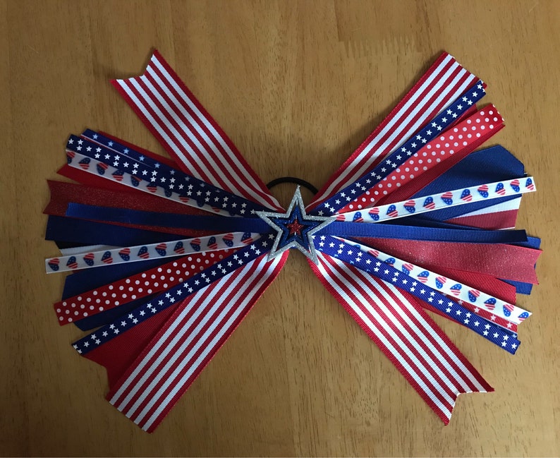 Patriotic Ponytail Hair Streamer Streamer Hair Bow July 4th Etsy