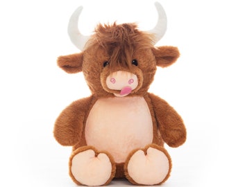 Personalized Highland Cow Stuffed Animal | Ring Bearer | Flower Girl | Baby Shower Gift | Birthday Gift | Adoption Day Gift