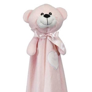 Personalized Pink Bear Lovey | Valentine Gift | New Baby Gift Idea | Animal Blanket | Security Blanket | Adoption Day Gift