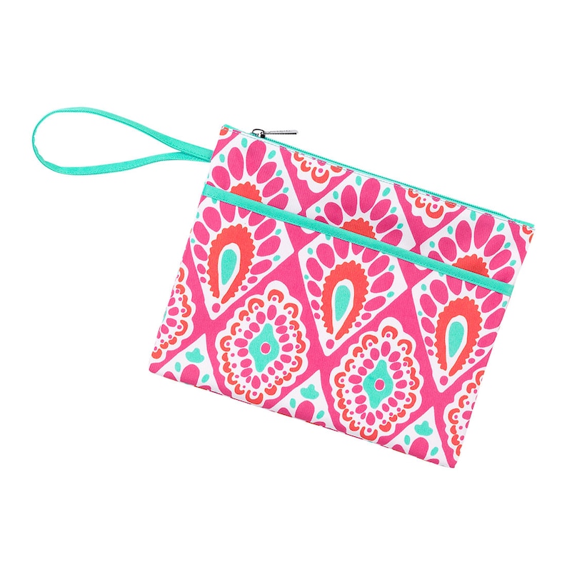Personalized Beachy Keen Zip Pouch Bikini Bag Waterproof Accessory Bag Maid of Honor Retirement Gift Make up Bag Bridesmaid Gift
