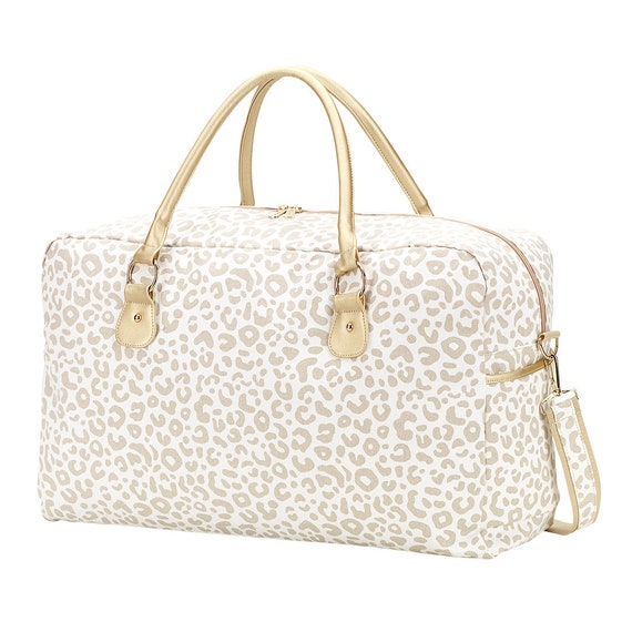 Personalized Natural Leopard Travel Bag  Overnight Bag