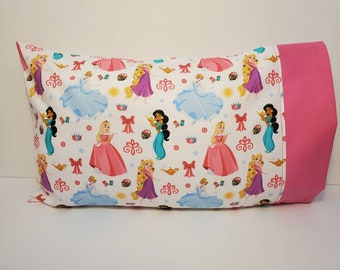 TODDLER/TRAVEL Size Personalized Pillow Case made with Princess Fabric