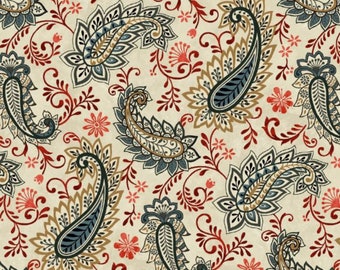 100% Cotton | Paisley Print on Cream Background Quilting Fabric | Fabric for Mask