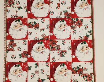 Reversible Quilted Table Centerpiece | Santa Table Runner | Christmas Table Centerpiece