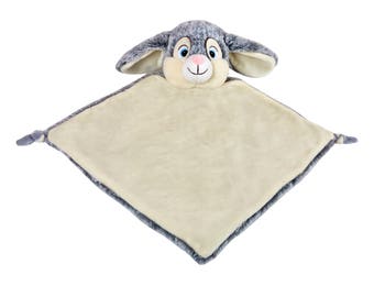 Personalized Gray Rabbit Lovey | Valentine Gift | New Baby Gift Idea | Animal Blanket | Security Blanket | Adoption Day Gift