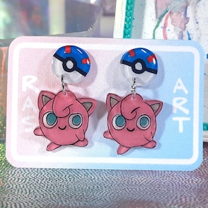 Handmade Jigglypuff Earrings