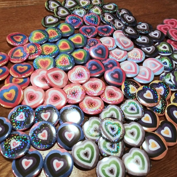 LGBTA+ Pride Heart Buttons