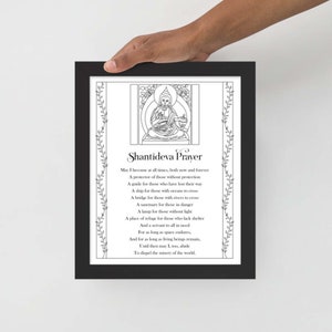 Buddhist Monk Shantideva Prayer 8" x 10" Framed art print for your Spiritual Home Decor, Mindfulness Gifts