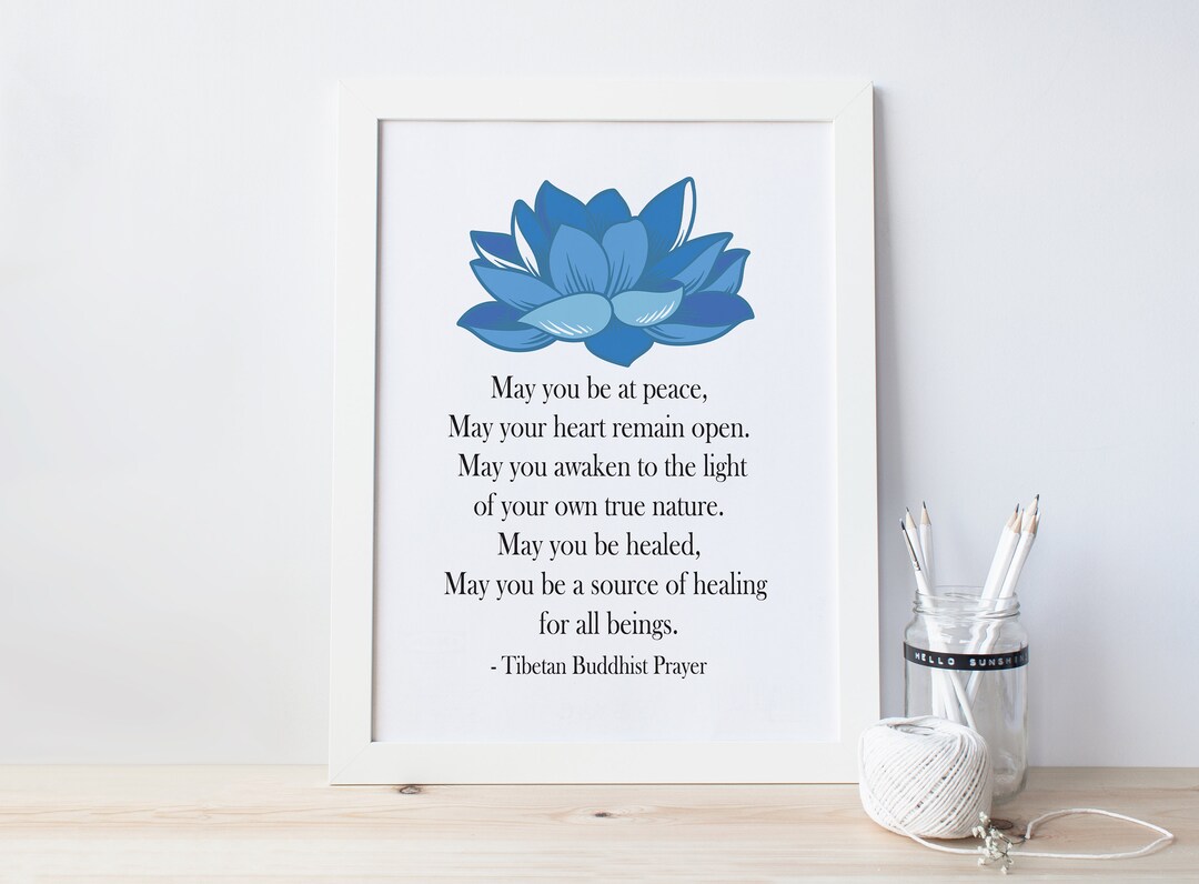 Buddhist Inspirational Art Printable With Blue Lotus Flower - Etsy