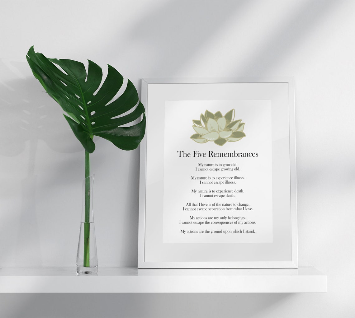 Printable Buddhist Wall Art Five Remembrances With Green Etsy Printable Buddhist Wall Art Five Remembrances With Green Etsy
