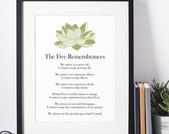 Buddhist Five Remembrances Unframed 12x16 Wall Art Print for Spiritual Decor