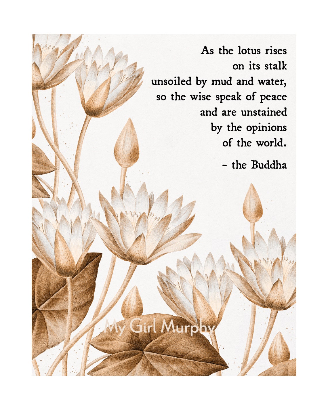 Buddha Lotus Quote Unframed Wall Art Poster 8 X 10 or 16 X 20 Etsy