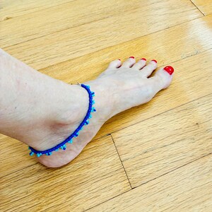 Anklets for summer Purple and Blue Crystals and Beads Anklets Foot Jewelry
