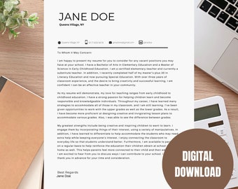 Cover Letter Template With Sample Letter | Job Application | Cover Page