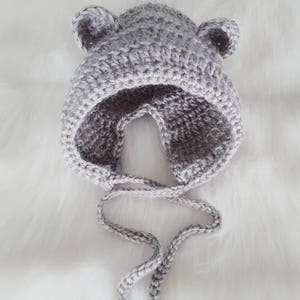 Crochet Bear Ear Bonnet // Vintage Bonnet // Crochet Spring Bonnet // Baby Bear Bonnet image 4