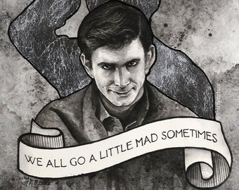 Psycho - Norman - Bates - Horror - Hitchcock - Watercolor Art Print