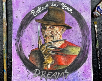 Freddy - Believe in Your Dreams - ORIGINAL Watercolor Painting 8x10"