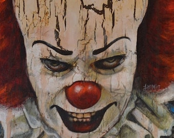 Horror Clown - Stephen King - Tim Curry - Painting 11x14 Art Print