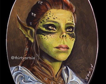 Fantasy Video Game Fighter Space Elf - Painting -- 11x14 Art Print