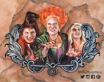 Witch Sisters - Halloween - 11x14 Art Print