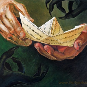 It - Stephen King - Paper Boat - Painting 11x14 Art Print