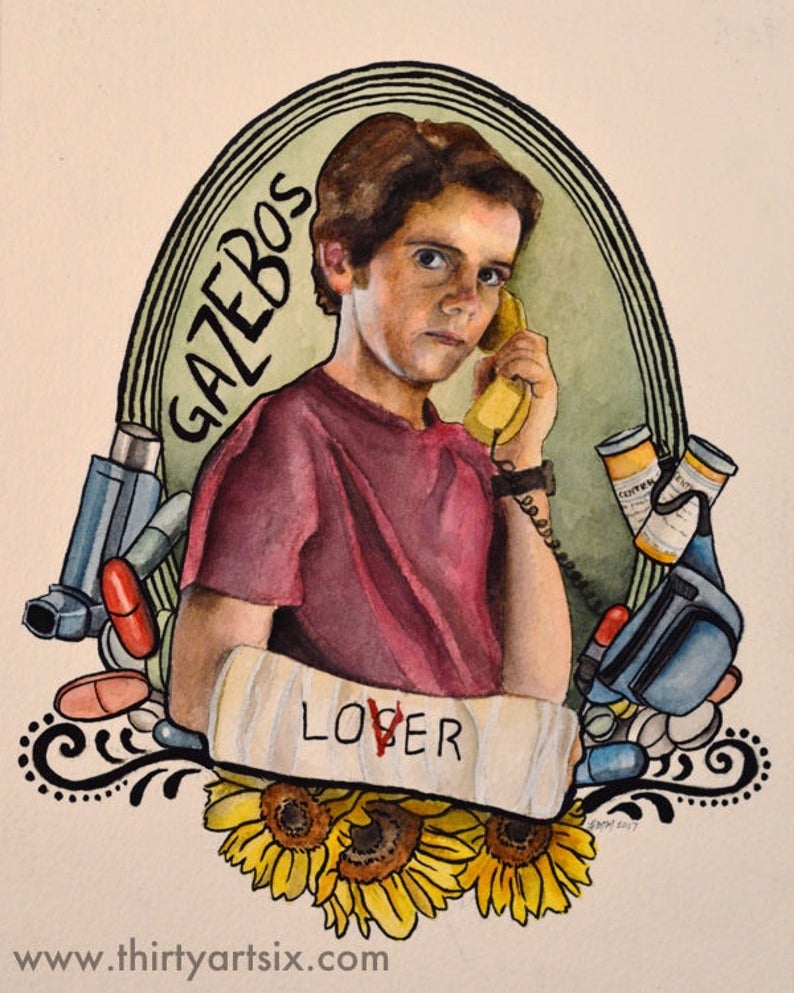 Eddie Kaspbrak It Movie Stephen King Losers Club Watercolor 11x14 Art Print image 1