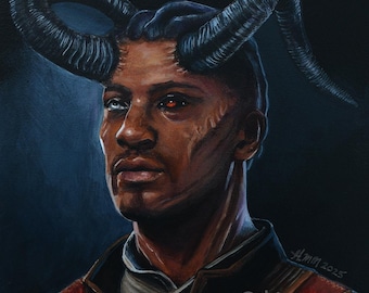 Fantasy Video Game Warlock- Painting -- 11x14 Art Print