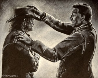 Old West Outlaw Gang  Brothers - John - Arthur - Charcoal - 11x14" Art Print