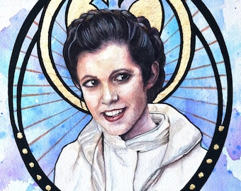 Princess — General - Carrie Fisher  - Watercolor - 11x14 Art Print