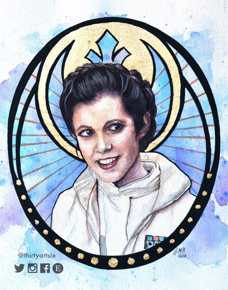 Princess — General - Carrie Fisher  - Watercolor - 11x14 Art Print