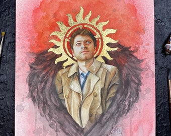 Monster Hunter Brothers Angel- ORIGINAL Watercolor Painting 8x10"