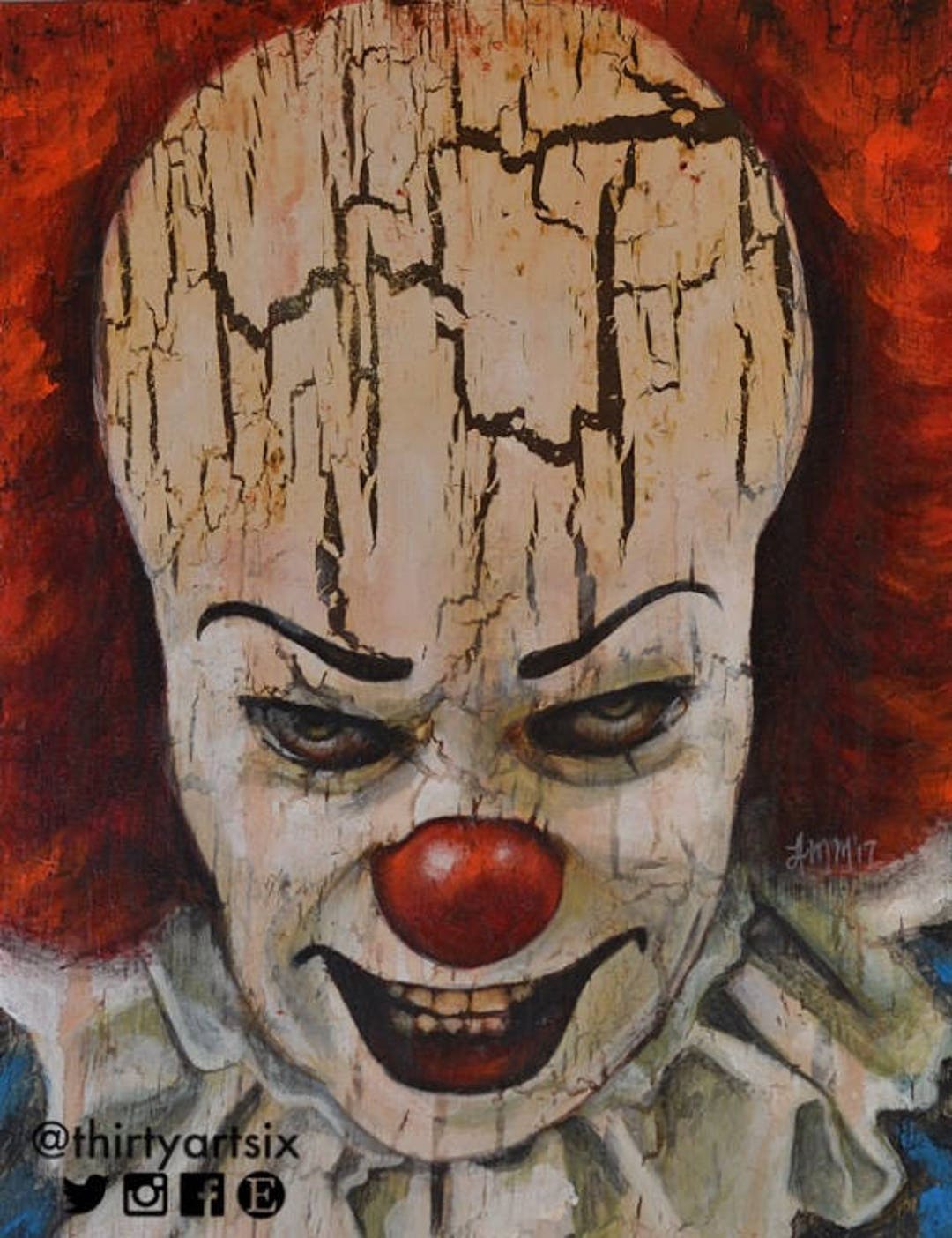 Art Clown IT Etsy Curry King Print 11x14 Stephen - Tim Pennywise Painting