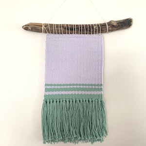 Woven Wall Hanging - Purple/Teal Colorblock with Stripes, Simple Wall Decor
