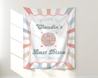 GEDRUKT Last Disco Vrijgezellenfeest Welkomstbord | Aangepast retro jaren 70-themabord voor vrijgezellenfeest | Discofeestdecoratie | BP08C