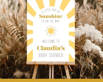 PRINTED Baby Shower Welcome Sign | A little Ray of Sunshine | Poster Paper Gator Foam Board  | Baby Girl Baby Boy Gender Neutral | BB14