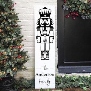 Personalized Christmas Porch Wood Vertical Sign | Holiday Porch Leaner Decor | Rustic Home Decor  | Outdoor Winter Welcome | Nutcracker