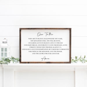 Wood Sign - Rustic Home Decor - Wall Sign Shelf Sign -  Lords Prayer