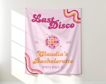 GEDRUKT Last Disco Vrijgezellenfeest Welkomstbord | Aangepast retro jaren 70-themabord voor vrijgezellenfeest | Discofeestdecoratie | BP08E