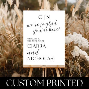 PRINTED Black & White Wedding Welcome Ceremony Sign | Personalized Minimalist Sign | Custom Simple Modern Elegant Sign | WC03D