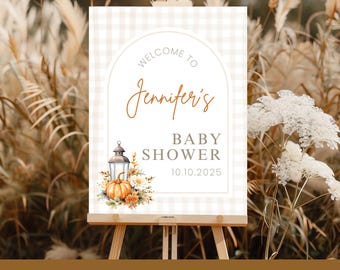 PRINTED A Little Pumpkin is on the Way Baby Shower Welcome Sign | Gender Neutral Sign for Baby Shower | Fall Autumn Seasonal Decor | BB28B