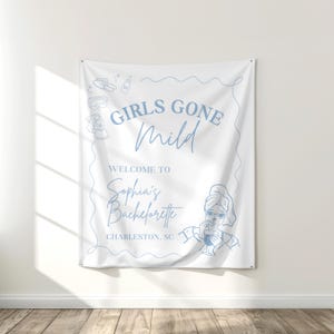 PRINTED Girls Gone Mild Bachelorette Party Sign | Blue Cozy Low-Key Spa Decor for Bach Party | Girls Weekend | Custom Printed | BP15BC