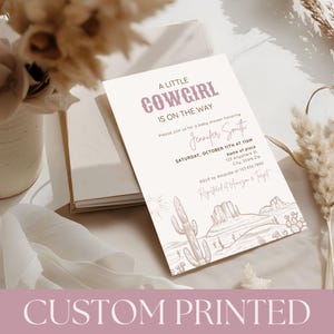 PRINTED A Little Cowgirl is on the Way Baby Shower Invitations | Western Girl Baby Shower Invites | Rustic Theme | Printed & Shipped  BB02A