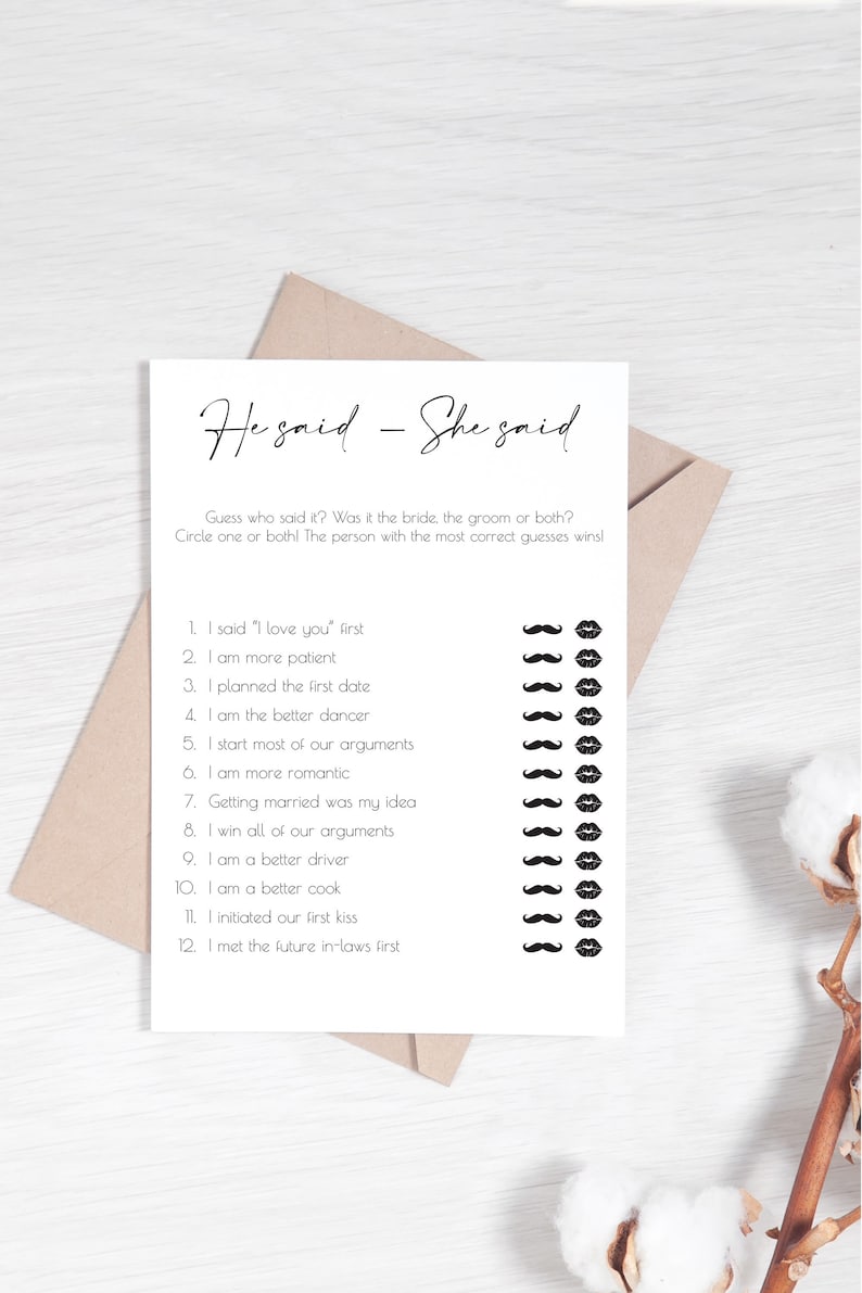 PRINTED Bridal Shower Games - 6 Different Wedding Shower Games - 16pt Cardstock image 6