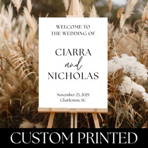 PRINTED Black & White Wedding Welcome Ceremony Sign | Personalized Minimalist Sign | Custom Simple Modern Elegant Sign | WC03C