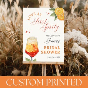 PRINTED Bridal Shower Welcome Sign | Wedding Shower Poster Gator Foam Board | Love at first spritz | Citrus Theme | BS02